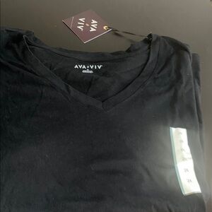 Ava & Viv Classic Black V-Neck Tee
